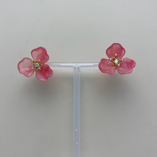 Floral Studs- Hot Pink