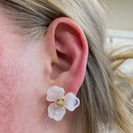 Floral Studs- White