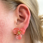 Floral Studs- Hot Pink