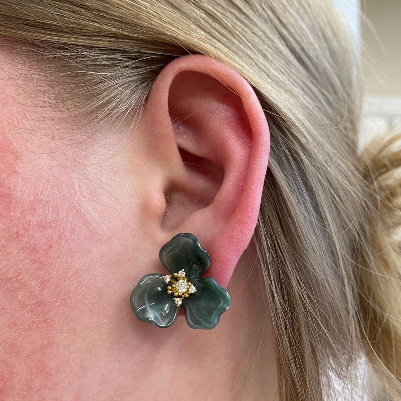 Floral Studs- Green