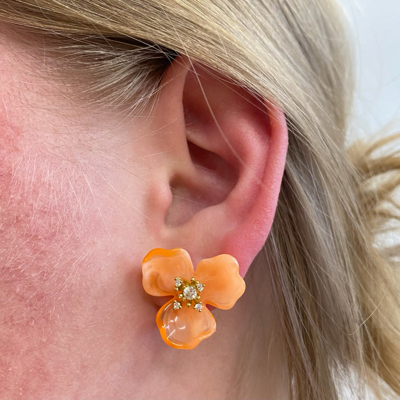 Floral Studs- Orange