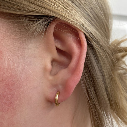 Gold Hoops with Pavé Center