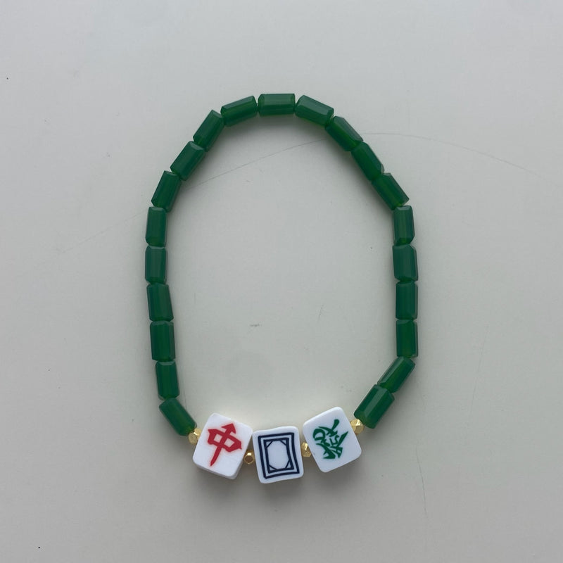 Mahjong Tile Beaded Bracelets- Green