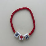 Mahjong Tile Beaded Bracelets- Red