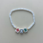 Mahjong Tile Beaded Bracelets- White