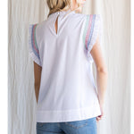 Solid Top With Frilled Neck (White)