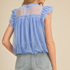 Mesh Ruffle Top (Blue)