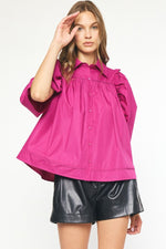 Puff Sleeve Blouse - Berry