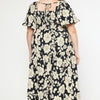 Black & White Floral Dress - Extended Sizes Available