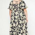 Black & White Floral Dress - Extended Sizes Available