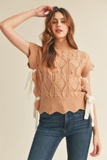 Knitted Sweater Top - Taupe