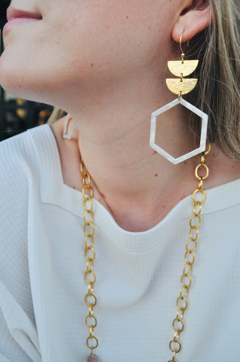Tiered Hexagon Earrings