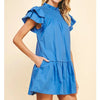 Embroidered Mini Dress - Blue