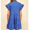 Pintuck Tiered Mini Dress - Deep Blue
