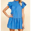 Embroidered Mini Dress - Blue