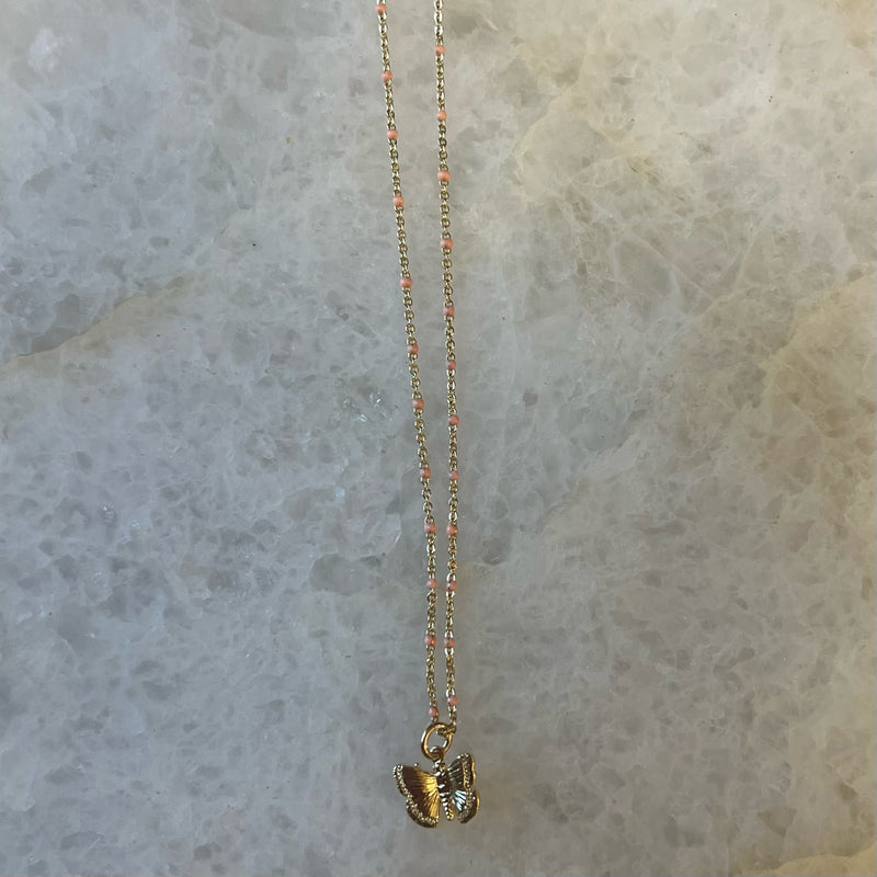 Gold Butterfly Enamel Charm Choker