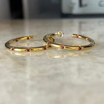Gemstone Gold Hoops