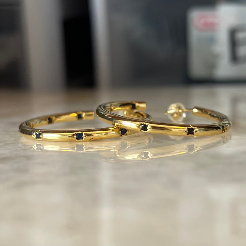Gemstone Gold Hoops