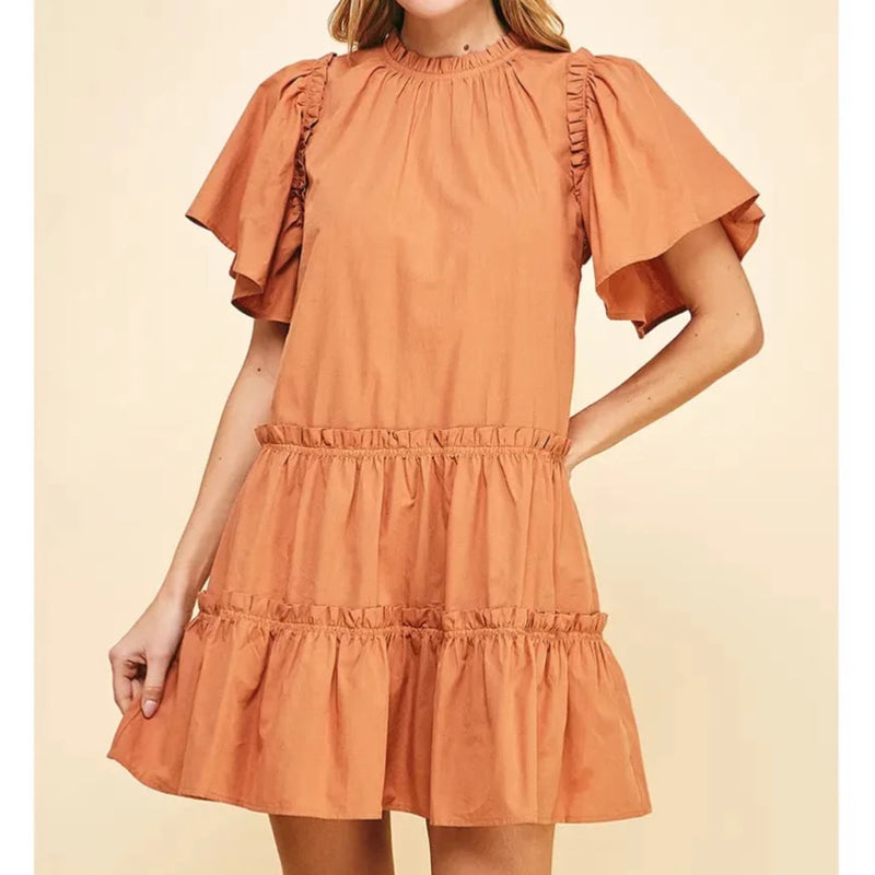 Flutter Sleeves Mini Dress - Sienna
